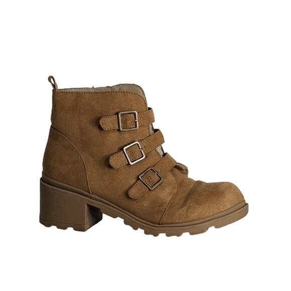 Jellypop Brown Girls Pillow Fight Tan Side Zip Booties 4M - Picture 1 of 9